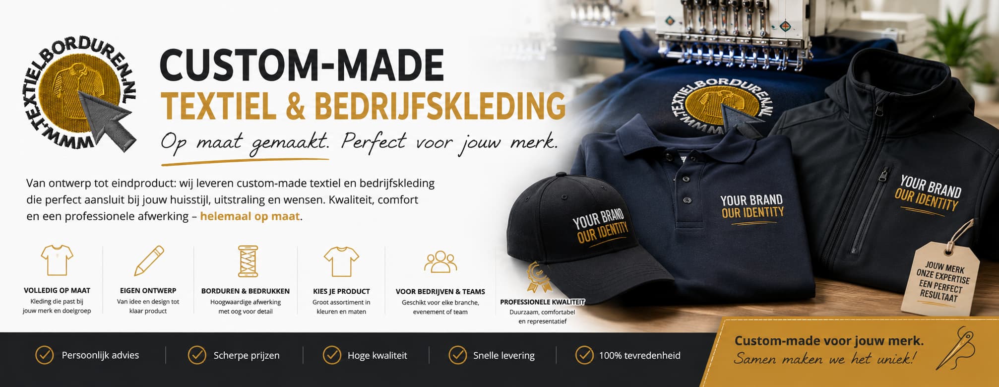 Bekijk onze custom made textiel en bedrijfskleding producten